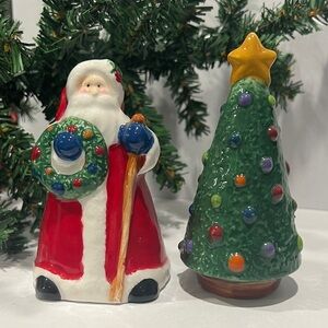 🎄 Vintage GKAO-Santa and Christmas Tree Salt & Pepper Shaker Set